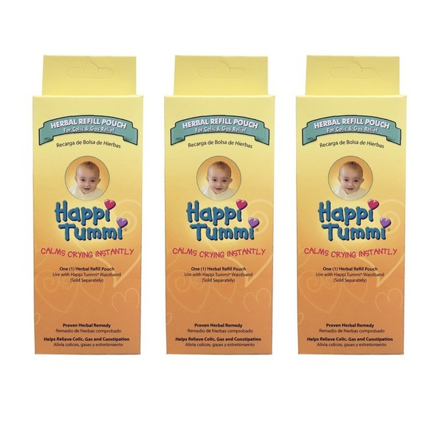 Happi Tummi Herbal Refill Pack - Relief for Infants and Babies with Colic, Gas, and Upset Tummies (3 Pack)