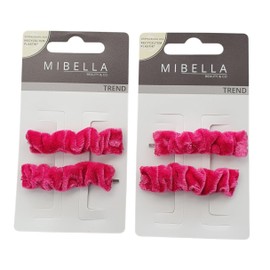Mibella Haarklemmen Set, 4 Stück, Drape Design, Pink, Velours-Optik, Haarschmuck, Haarklammer - 28663
