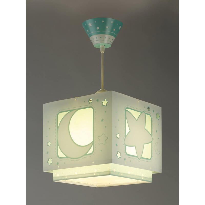 Dalber Moon Pendant with Stars Design, Green