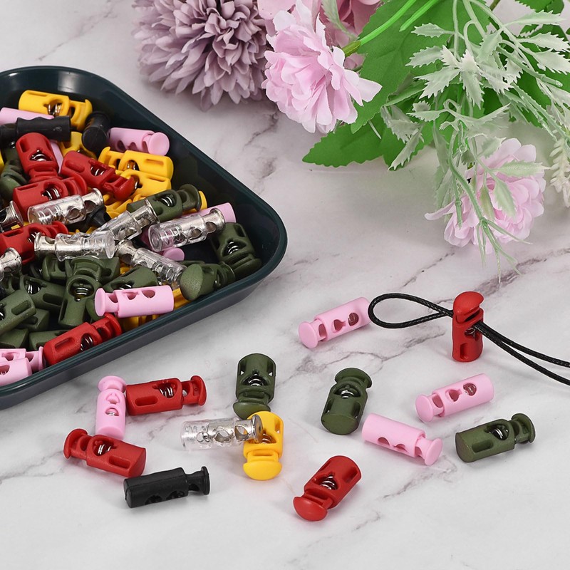 sourcing map 30Pcs Plastic Cord Lock Draw String Single Hole