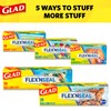 Glad Flex'N Seal Zipper Food Storage Sandwich Bags, Resealable Snack