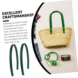 KONTONTY 2set Leather Handbag Straps Replacement Purse Handle Straps for Shoulder Bags Tear Resistant Pu Leather Green with Rivets for Tote and Briefcases