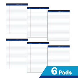 WritePads Legal Pad 8.5 x 11 Note Pad, Wide Ruled Writing Pad, White Paper, 6-Pack, 50 Sheets Per Pad, Micro-Perforated Notepad, Office Supplies (KSU-8331) - Made in the USA