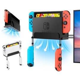 KUNSLUCK Wall Mount for Switch & Switch OLED, Metal Holder Safely Stores Near or Behind TV (Black)