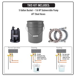Allied Science Tankless Water Heater Flush Kit with 1/6 HP Extra Strength Submersible Pump
