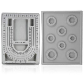 KRISFD Bead Board, Design Plate for Beads, Pack of 2, Bead Design Board, Bead Board, Bracelet, Design Board, Bead Board, Grey Flocking, for Making Necklaces and Bracelets