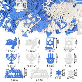 Hying 200PCS Hanukkah Confetti for Table, Silver Blue Sequins Chanukah Star of David Confetti for Home Happy Hanukkah Jewish Party Decoration Crafts Table Decor Supplies Hanukkah Table Decorations