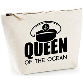 Hippowarehouse Queen of the ocean printed make up cosmetic wash bag 18x19x9cm