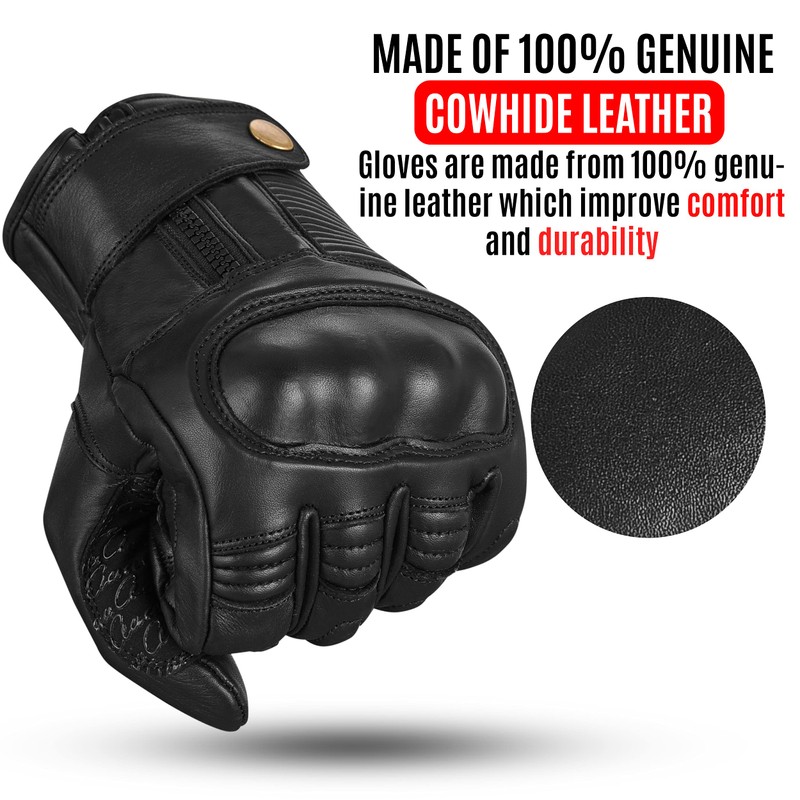 aaasportx Motorcycle Gloves Men's Leather Touchscreen Function - Protectors Motorcycle