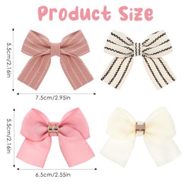Kifmurase 8 Pcs Baby Girls Bow Hair Clips, Small Bowknot Hair Accessories Barrettes Alligator Clip Striped Ribbon Bow Hairpin for Girl Women Pet Dog
