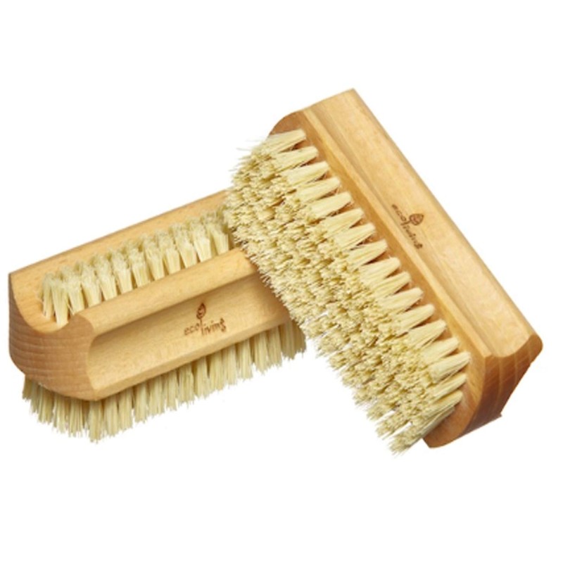 ecoLiving Wooden Nail Brush (9.5 x 3.8cm) - 100% Plastic-free
