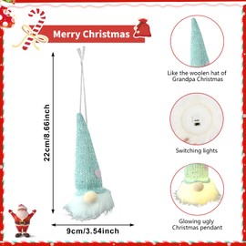 5 Pcs Christmas Hanging Gnomes Ornaments with LED Light, Swedish Gnome Ornaments Gnomes Plush Knitted Santa Doll Christmas Tree Hanging Ornaments Home Decor Swedish Tomte Ornament (Color C)