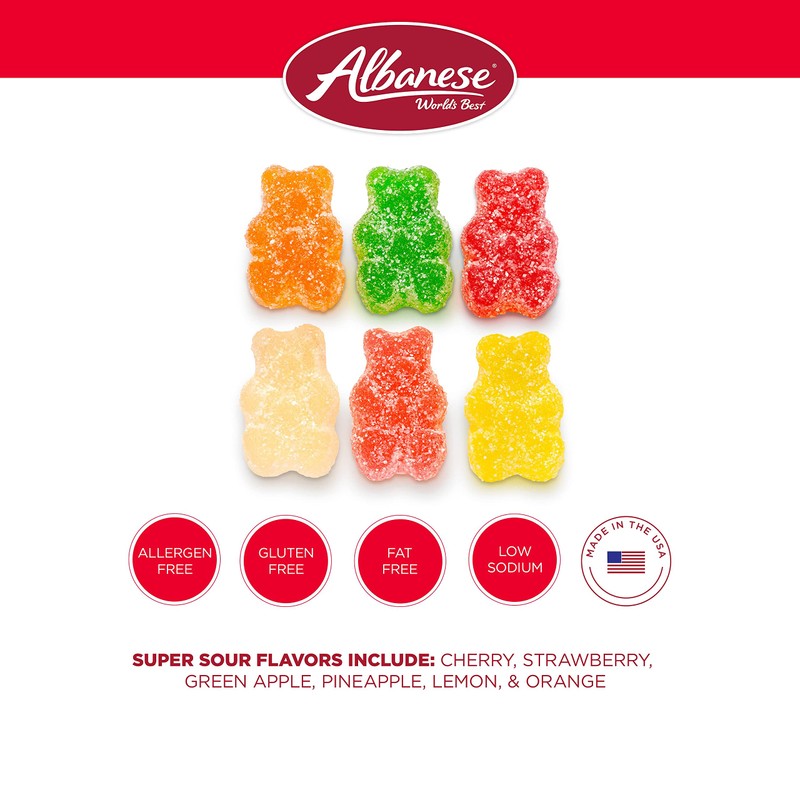 Albanese World's Best Sour Gummi Bears, 4.5lbs of Candy