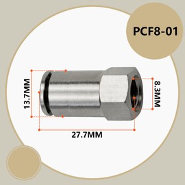 Bwintech 5 x 8 mm hose AD x 1/8 inch BSP female thread, straight nickel-plated brass, push-to-connect, pneumatic push-lock screw connection