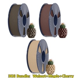 SUNLU Wood PLA Filament3D printer filament 1KG similar to real wood texture with distinctive woody fragrance:_3KG Bundle:Walnut+Maple+Cherry