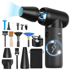 Mini Sopladora de Aire inalambrica Recargable,50 M/S Potente Ventilador de Super Turbo Jet Fan Mano 180000 RPM,Motor sin Escobillas,10 Tipos Cepillos Limpieza y 3 Tipos Boquillas,para Limpiar el Hogar