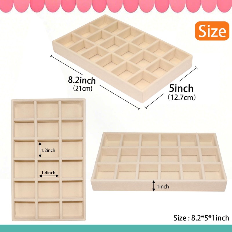 MINIBIGBOX 144 Grid Earring Organizer 8 Pack Jewelry Trays Stackable