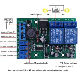 Voltage Comparator Modules, 2-Channel Voltage Comparator Module, DT-122 2-Bit Voltage Signal Threshold Detector DC 5V 12V 24V 2-CH Adjustable Upper / Lower Limit