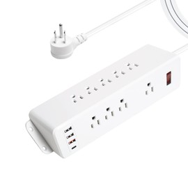 9 Outlets Power Bar with USB C PD 20W, HdcTek Wall Mount Triangle Double Side Outlet Extender Fast Charge USB Port Flat Plug Mountable Desk Power Strip for Office Home Dorm Essentials (White)