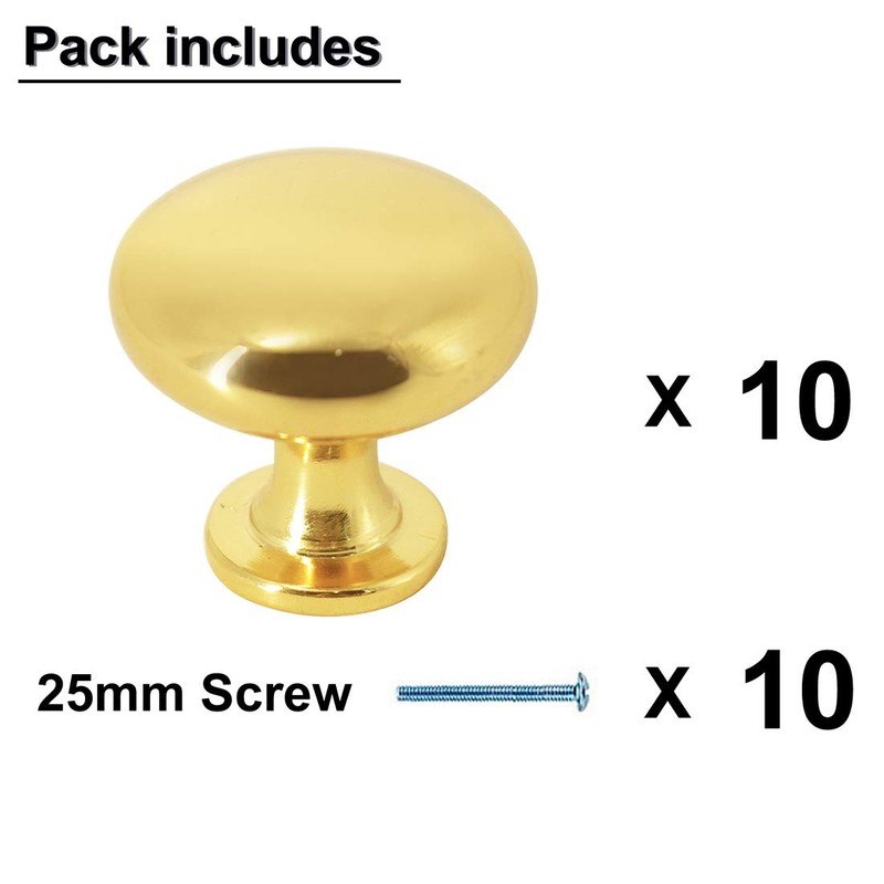 Probrico 10 Pack Kitchen Door Knobs Single Hole Gold Cabinet