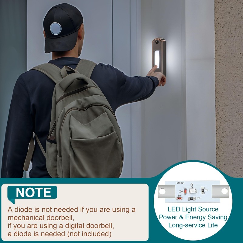 Metal Lighted Doorbell Button, Heavy Duty Metal Wired Door Bell