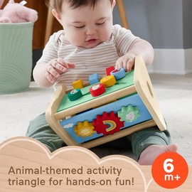 Fisher-Price, Triángulo de Actividades de Madera, Juguete para Bebé, 6 Meses en Adelante