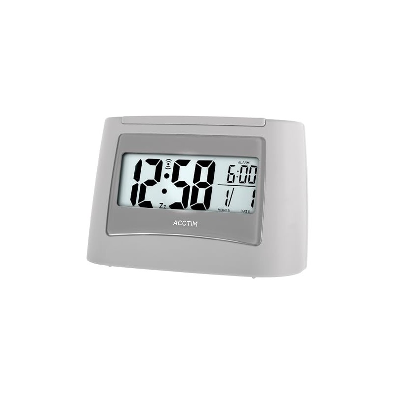 Acctim Attis Stylish Clock LCD Display Calendar and Alarm Time-Mist,