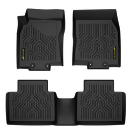 LQI Floor Mats Cargo Liners 3PCS Compatible with Nissan Rogue 2014-2020 (No Rogue Sport or Select Models), 1st & 2nd Row, TPE All Weather Protection Black Floor Liners