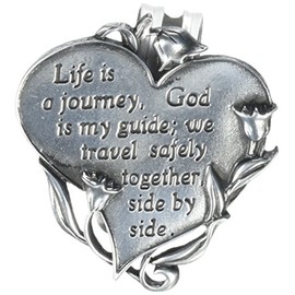 Cathedral Art Heart Visor Clip, Life is a Journey, Silver, 2 * 2.25