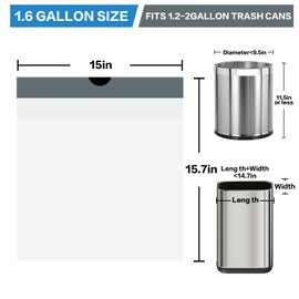 1.6 Gallon Trash Bags with Drawstring 120Pcs Small Garbage Bags, White Trash Can Liners Mini Waste Basket Bags for Bathroom Bedroom Office