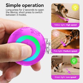 hipibbo Interactive Cat Toys Ball for Indoor Cats,Automatic Kitten Toys for Bored Indoor Adult Cats,Motion Activated,USB Rechargeable(Purple)