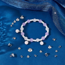 UNICRAFTALE 5 Sizes 5-7mm Long 100pcs Bead Bail Cap Pendant Bails 304 Stainless Steel Round Bails Clasp Dangle Charm Bead Pendant Connector Cup Pearl Bail Pin Peg for Jewelry Making