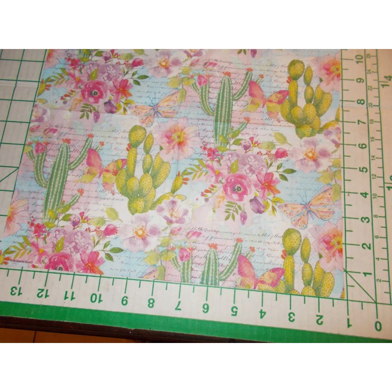 Unbranded Two Decorative Luncheon Napkins for Decoupage "Rose and Cactus"