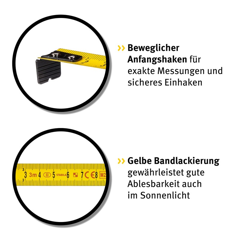 STABILA BM 150 Pocket Tape Measure, 3 m, Metric Scale,