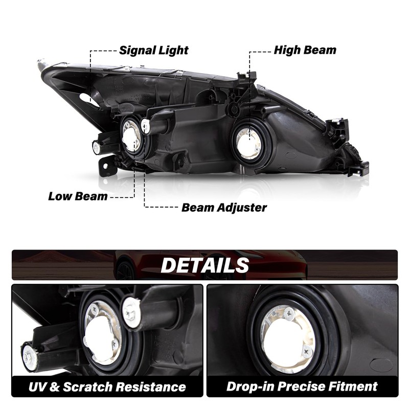 BRYGHT Headlight Assembly Set Replacement for 2003-2007 Honda Accord (Chrome