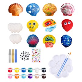 FAOKZE Shell Painting Crafts, DIY Creative Gifts, Craft Sets Painting Sets for Children, Shell Colouring Craft Set, Children's Birthday Crafts, for Children Adults Gifts Painting Set (with 12 Colours)