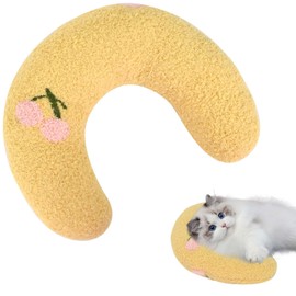 volumoon Pillow for Dogs Cats, Cushion for Cats 27 x 17 x 6 cm, U-shaped Cushion to Protect the Cervical Spine, Neck Pillow Dog for Cats, Pet Toy in Cat Bed (Yellow)