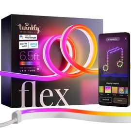 Twinkly Flex 6.5ft, LED Tube Multi Color, RGB LED Strip Flexible, Compatible with HomeKit, Alexa and Google Home, Gaming Lights, 16 M+ Colors, USB C Powered, App Control, White Wire