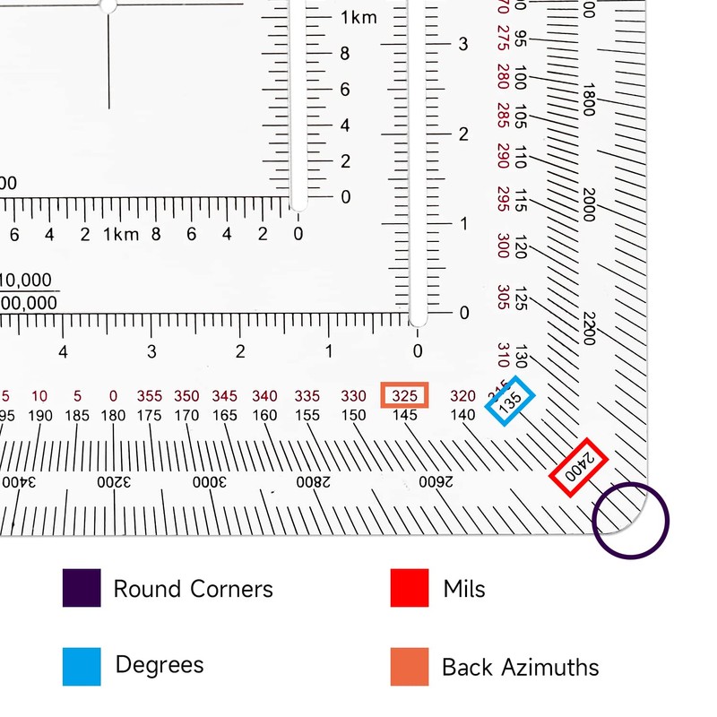 CYA Square Military Map Coordinate Scale Protractor Map for Land