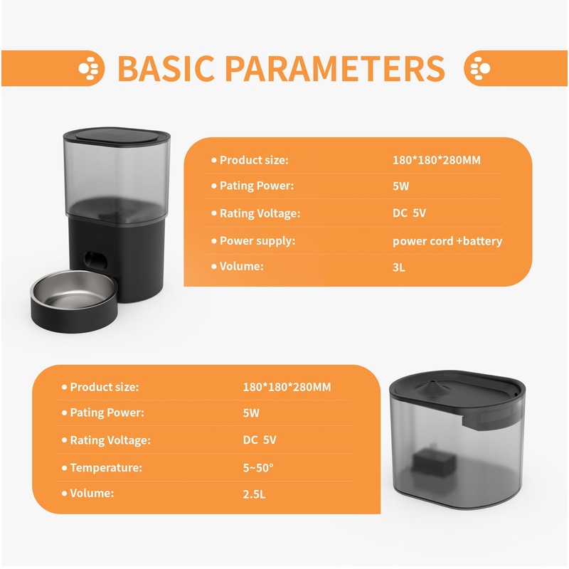 Automatic Cat Feeder and Water Fountain Gravity Feeder 3L Dry