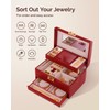 CASEGRACE Jewelry Box,3 Layers Leather Jewelry Storage Box with Lock,