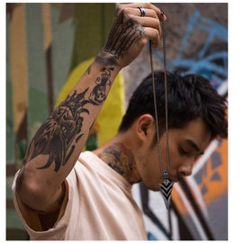 U7 Arrowhead Pendant with Necklace Stainless Steel / 18 Carat Gold-Plated 55 + 5 cm Wheat Chain with Arrow Arrow Lucky Charm Fashion Jewellery Accessory for Men, Stainless Steel