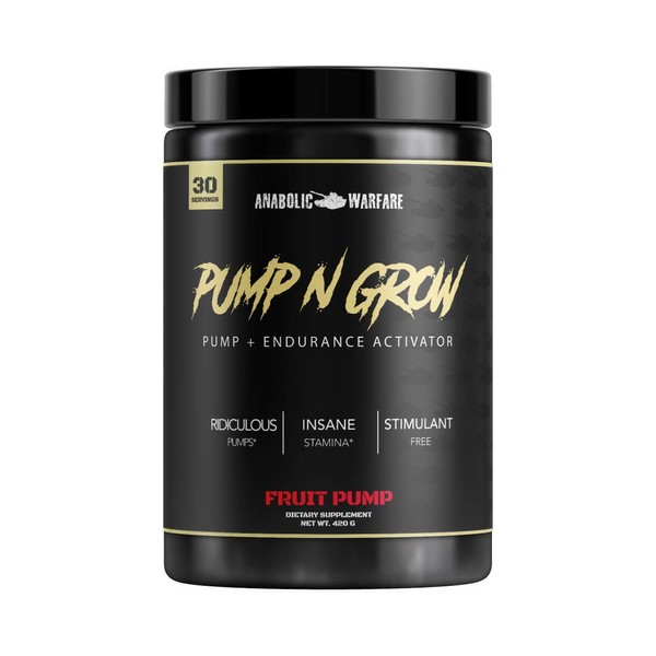 Pump-N-Grow Muscle Pump and Nitric Oxide Boosting Supplement by Anabolic Warfare * - Caffeine Free Pre Workout with L-Citrulline, L-Arginine, Beta-Alanine (Fruit Pump - 30 Servings)