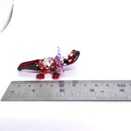 Sansukjai Axolotl Miniature Hand Blown Color Glass Art Figurines Animals Collectible Gift Home Décor (Red Black)