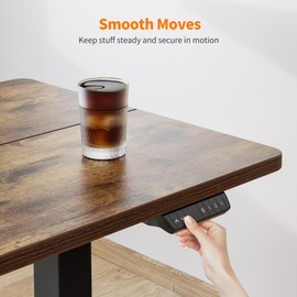 BANTI 55'' Standing Desk Height Adjustable, Electric Stand up Corner Desk, Sit Stand Home Office Desk Computer Workstation with Memory Preset, Black Frame/Rustic Brown Top