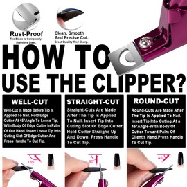 "Violet Red Premium Stainless Steel Nail Tip Cutter – Adjustable Acrylic & False Nail Clipper for DIY & Salon Use"