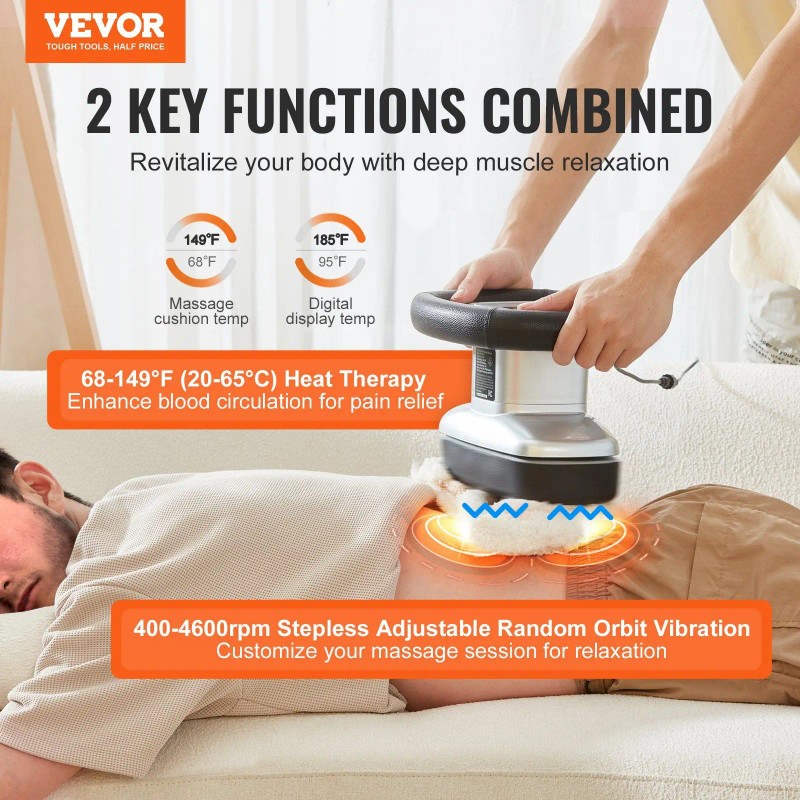 Handheld Neck Massager 400-4600rpm Variable Speed Chiropractic Therapy Body Shoulder