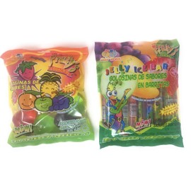 2 Packs Of Fruity's Jelly Candies - 1 Jelly Ice Bar and 1 Jelly Fruit Shaped Candies, Bundle of 2