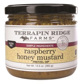 Terrapin Ridge Farms Raspberry Honey Mustard Pretzel Dip - Sweet Dip with Coarse Mustard & Tart Raspberries - Gourmet Mustard for Meats, Cheeses, and Salads - 14 oz Jar