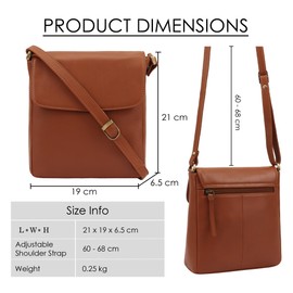 Lloyd Baker London - Saharsa 100% Genuine Leather Women's Sleek Leather Over-the-Shoulder Bag – Timeless Style & Everyday Practicality (TAN)